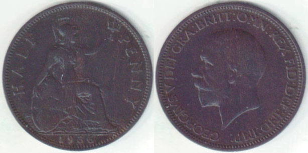1936 Great Britain Halfpenny A008174